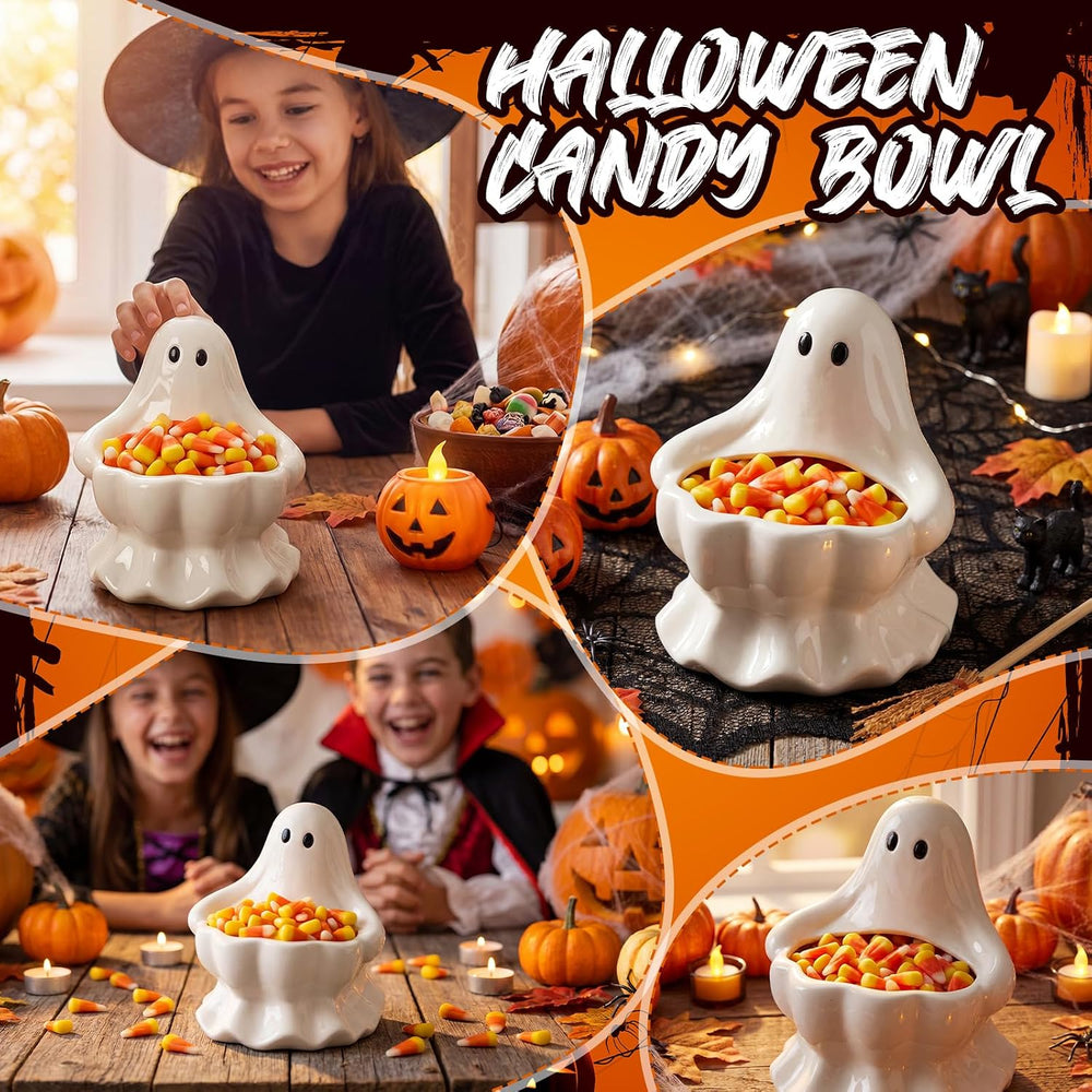 Meanplan Halloween Ghost Candy Bowl White Ceramic Ghost Candy Dish