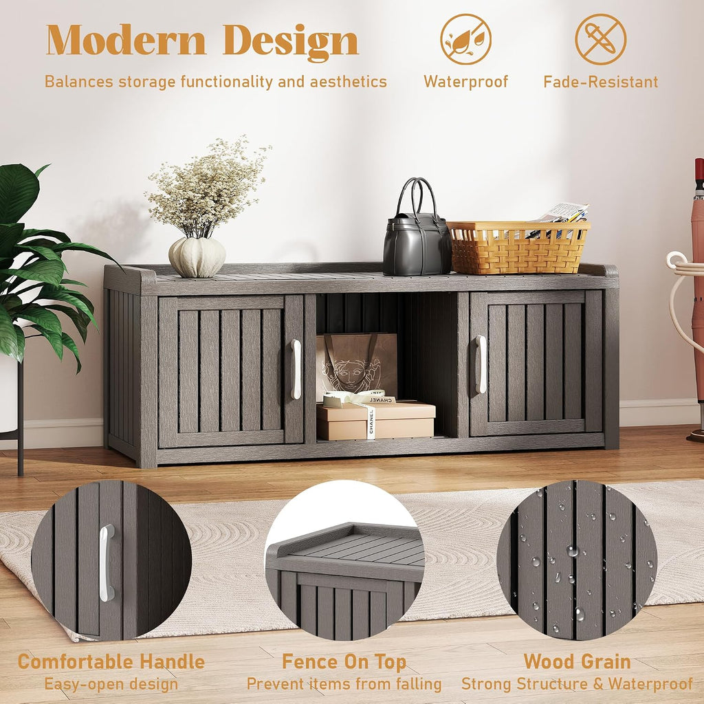 outdoor shoe bench with waterproof uv-resistant indoor resin, side view