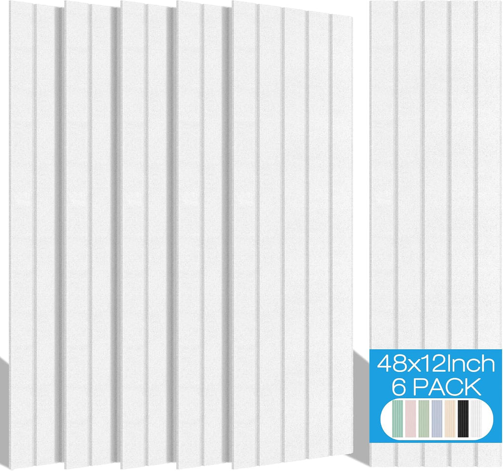 BUBOS 6 Pack Large Acoustic Panels, 48x12Inch SoundProof Panels