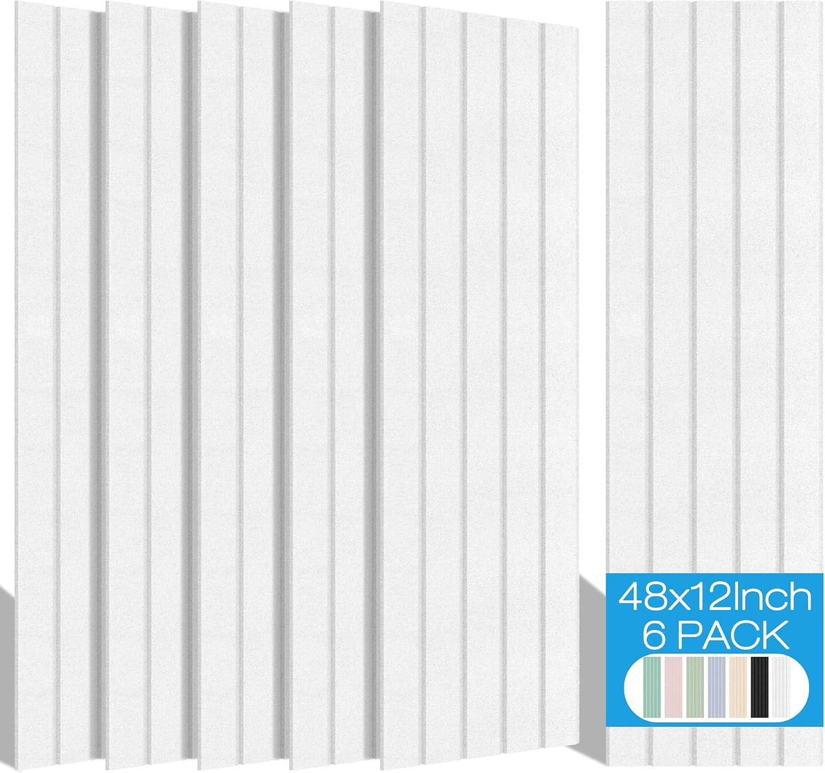 BUBOS 6 Pack Large Acoustic Panels, 48x12Inch SoundProof Panels