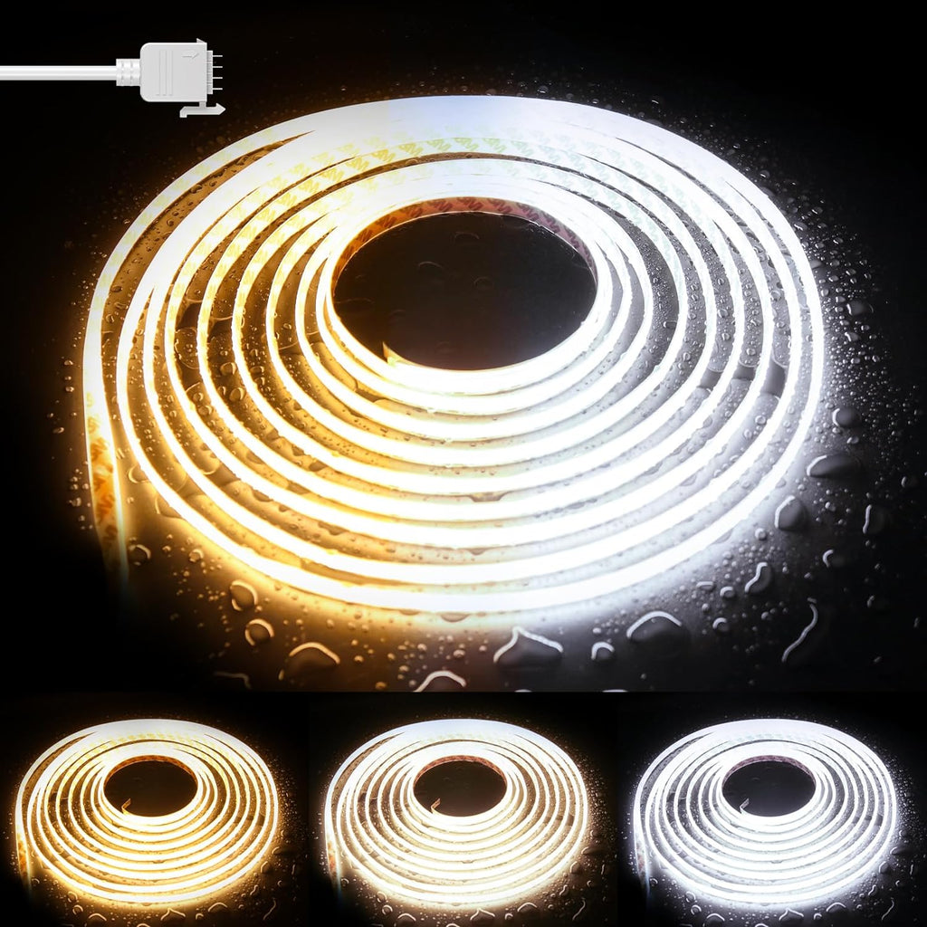 PAUTIX COB LED Strip Light CCT Tunable White IP65 Waterproof, CRI90+ 24ft/7.5m