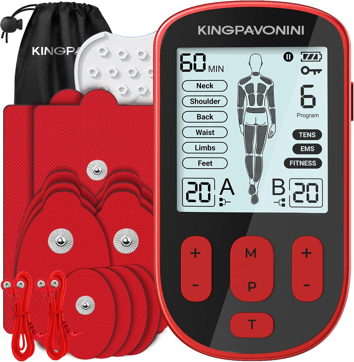 KingPavonini 3-in-1 TENS Unit Muscle Stimulator