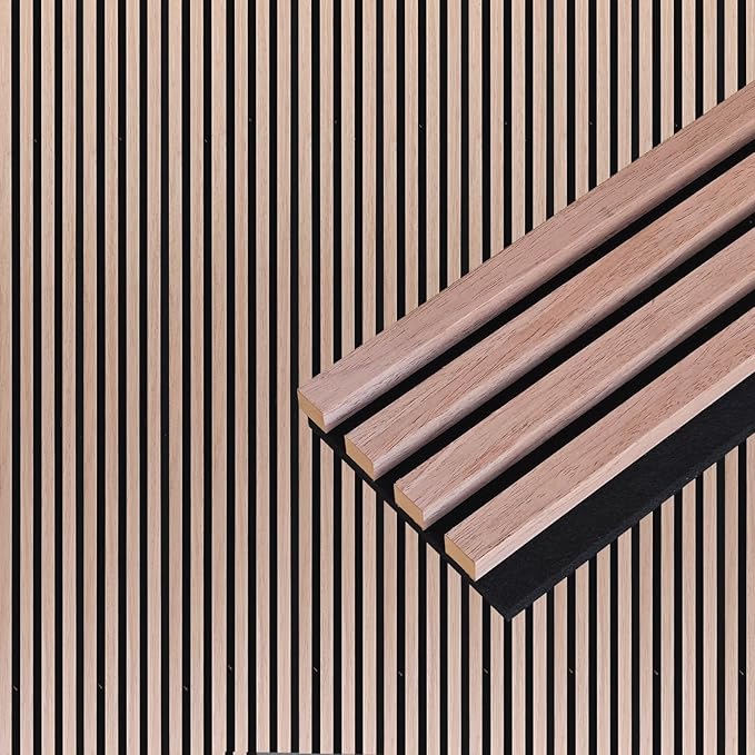 NeatiEase Wood Wall Panels, 9 Feet Acoustic Slat Wall Panels (6-Piece)