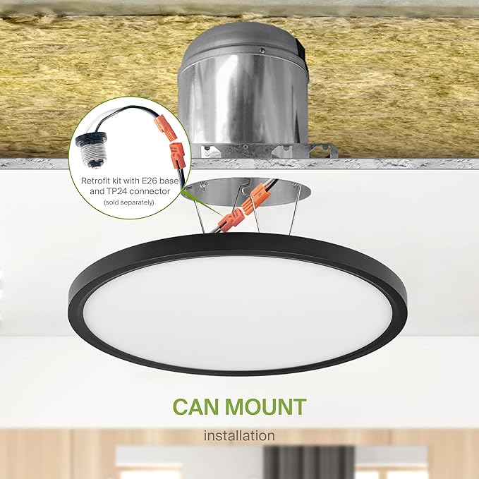 ASD LED 12" Round Flush Mount Ceiling Light Fixture, Low Profile Surface (4 Pack)