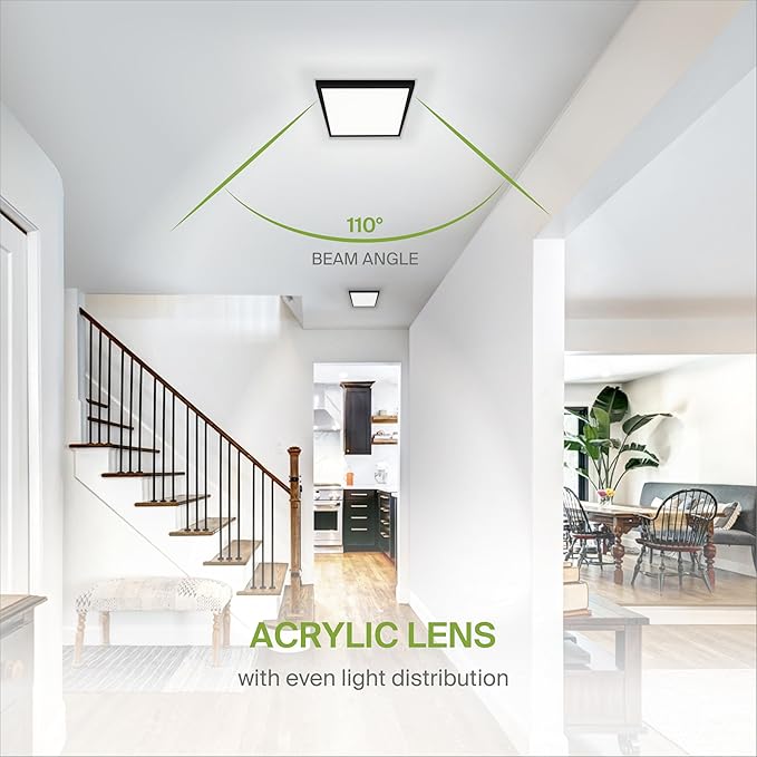 ASD LED 12" Square Flush Mount Ceiling Light Fixture, Low Profile Surface (4 Pack)