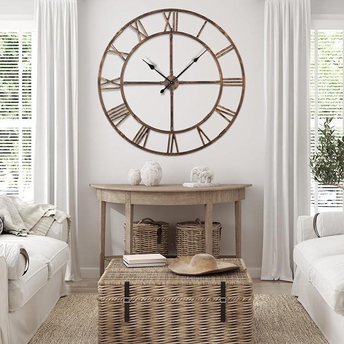 Ohweog Large Wall Clock for Living Room Decor – 48 Inch Silent Non-Ticking