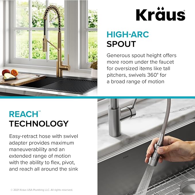 KRAUS Oletto Commercial Style Single Handle Pull Down Kitchen Faucet