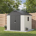 Patiowell 8x8 FT Resin Outdoor Storage Shed with Floor, Beige