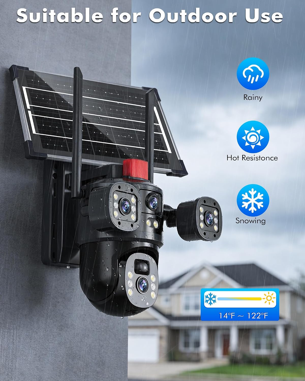 kepeak solar security camera outdoor wireless, dual lens, package contents