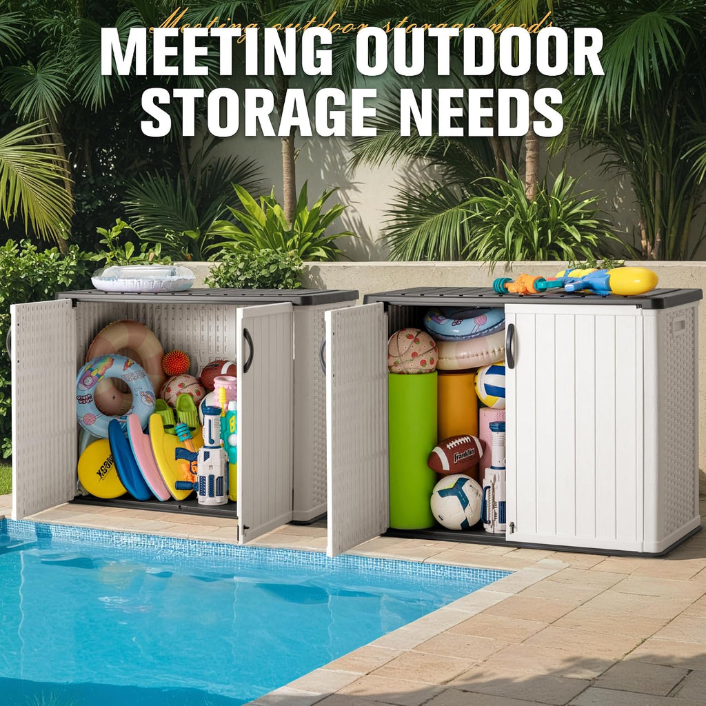 greesum 26 cuft outdoor storage cabinet with 2, close-up detail