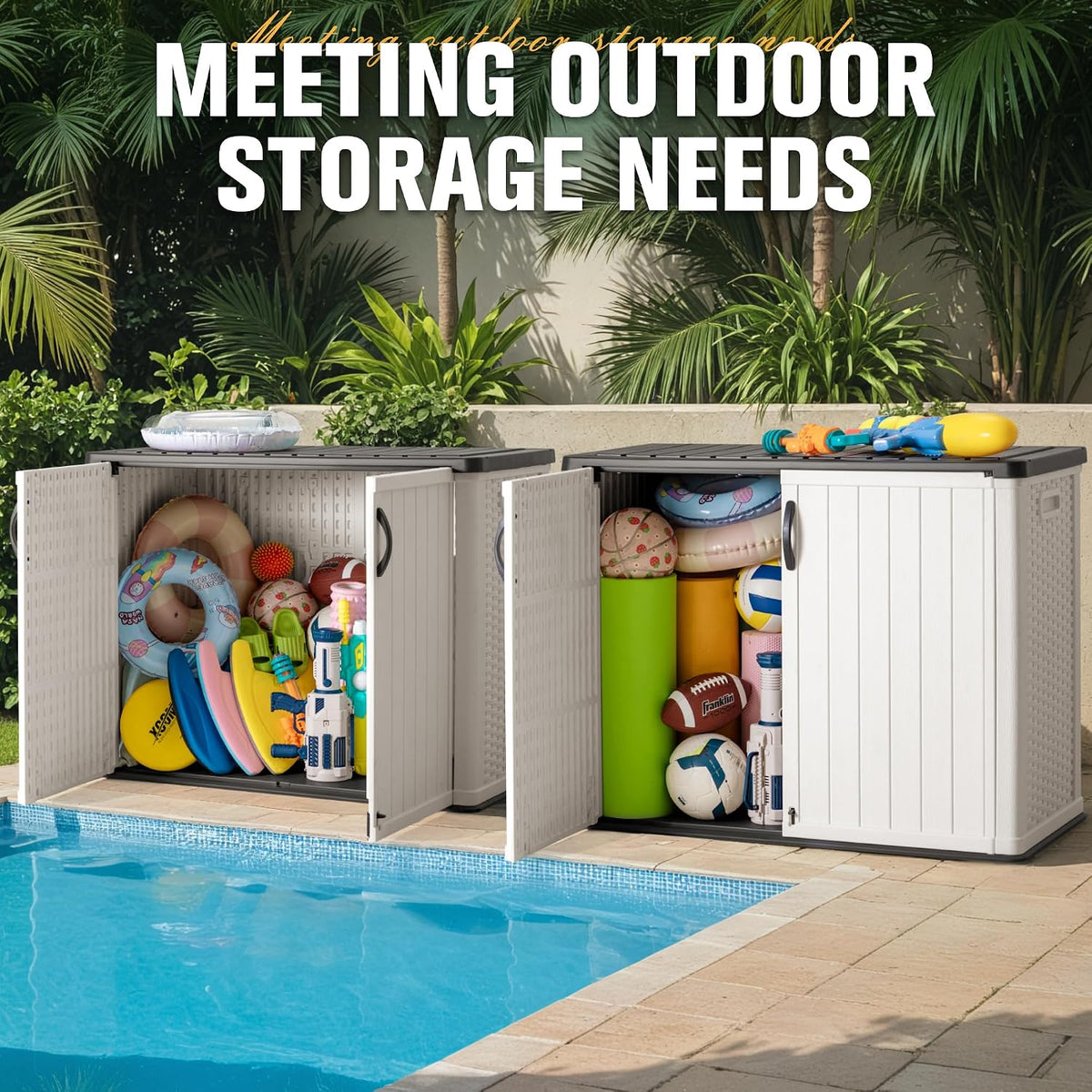 greesum 26 cuft outdoor storage cabinet with 2, close-up detail