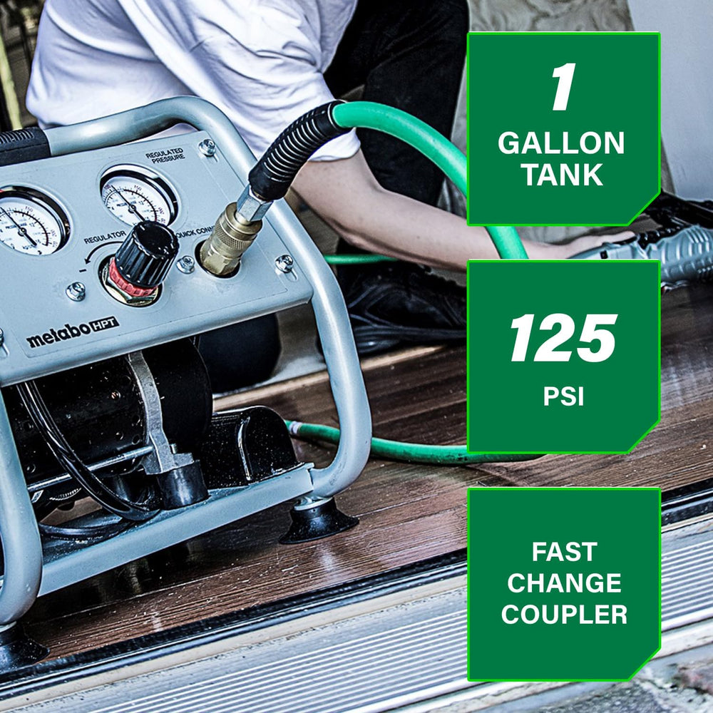 Metabo HPT Quiet Air Compressor, Portable 1 Gallon Oil-Free, EC28M