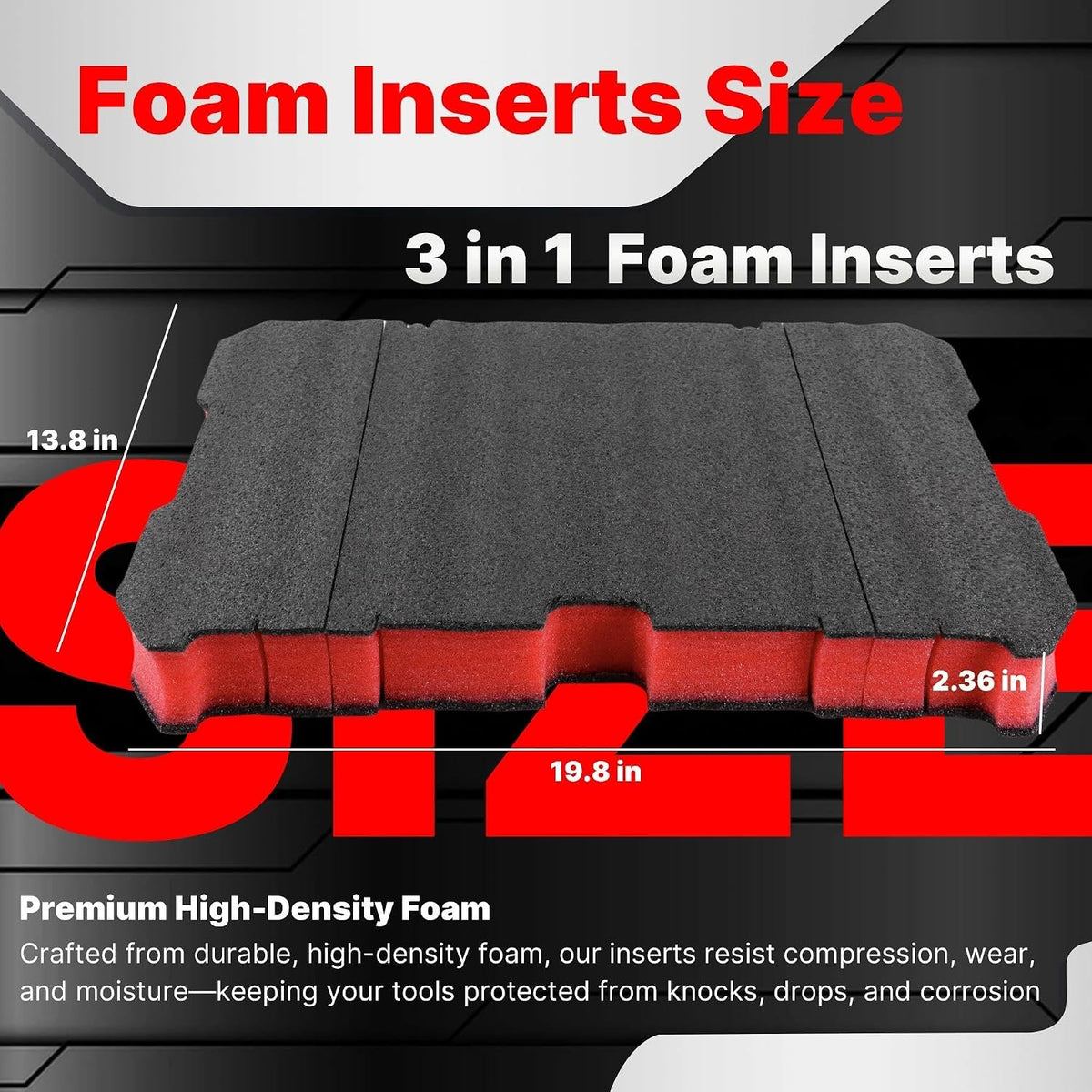 foam inserts compatible with 8424 series tool box, close-up detail