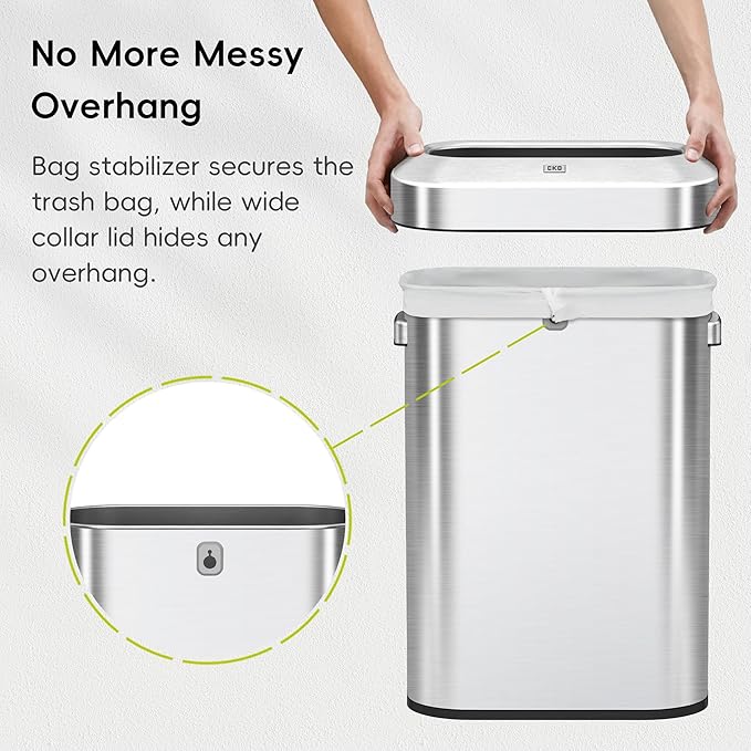 EKO Urban 16 Gallon/60 Liter Open Top Stainless Steel Slim Commercial Trash Can