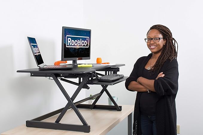 Rocelco 46" Large Height Adjustable Standing Desk Converter