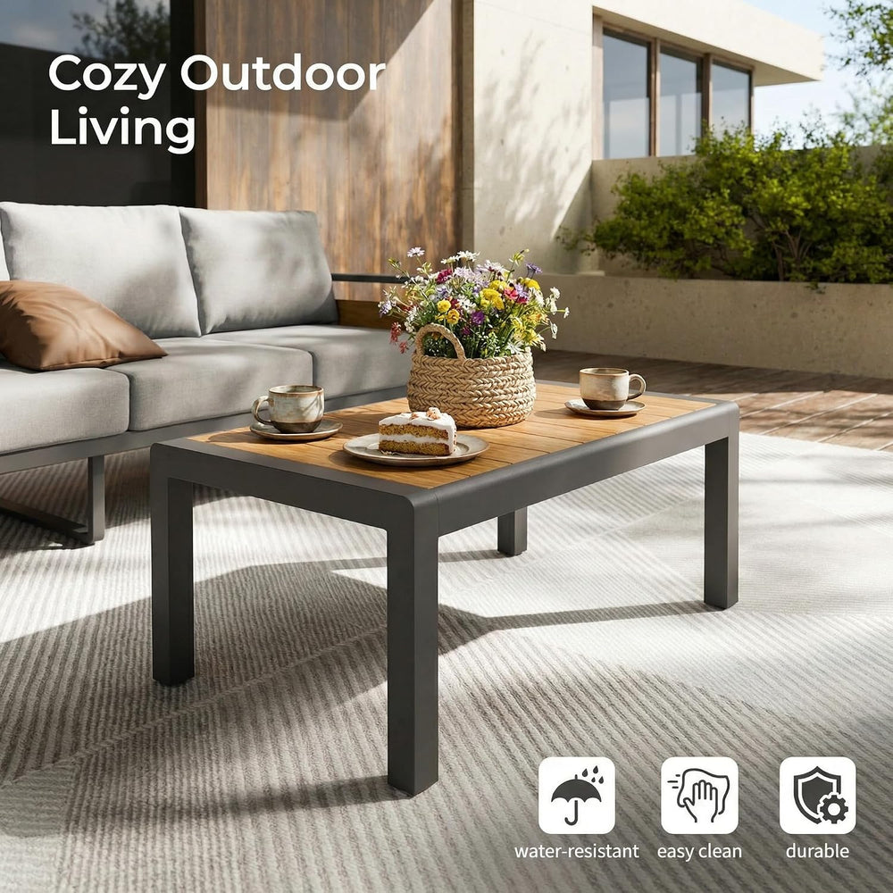 ZANDOR Aluminum Outdoor Patio Furniture Set with Table,7 Seat,Dark Gray