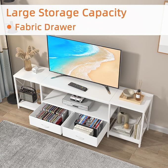 GYIIYUO TV Stand with Fabric Drawers