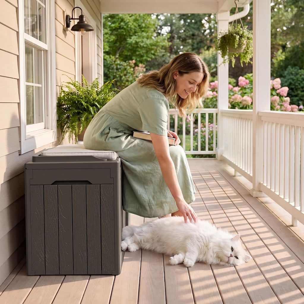 jummico 31 gallon resin deck box waterproof outdoor, package contents