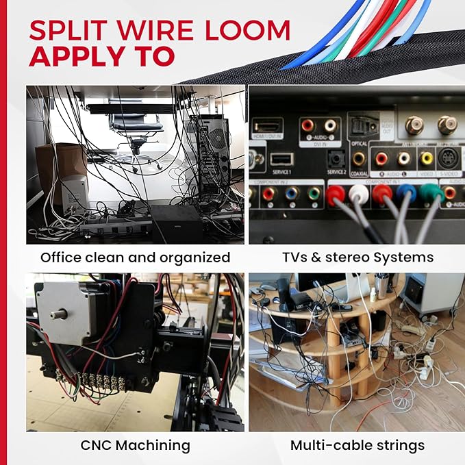 Sonoreboom Braided-Wiring-Loom Black Mesh Woven Split-Sleeves