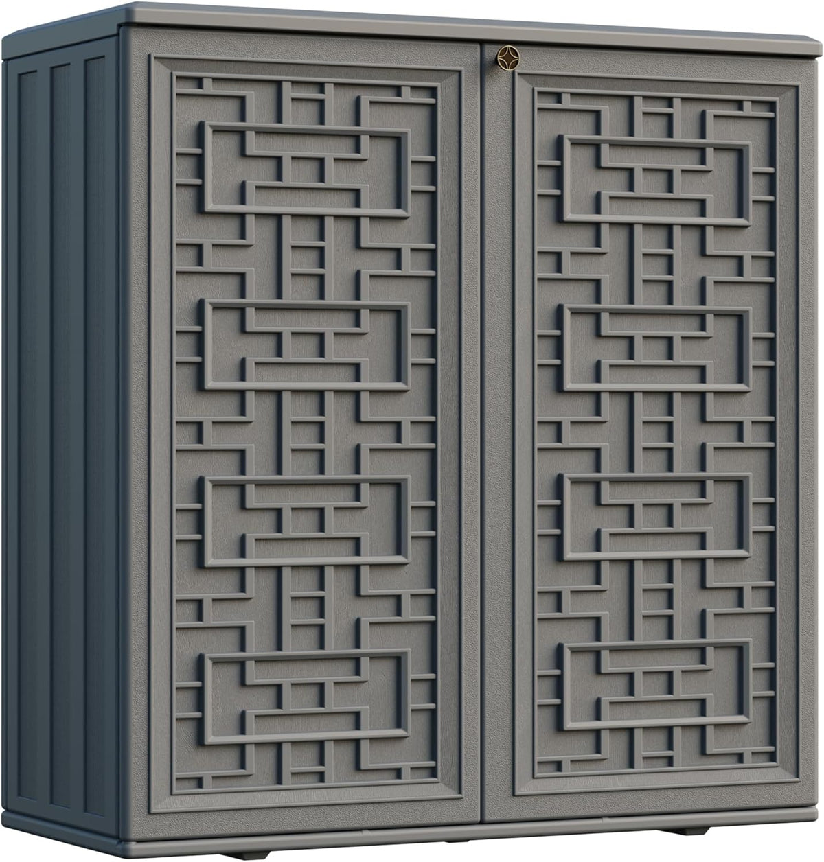 Mrosaa Indoor Outdoor Storage Cabinet Waterproof with Shelf,Plastic Storage Sheds Outdoor Cabinets for Patio/Garden/Backyard, Size 34.3''L*15''W*36.2''H（Gray）