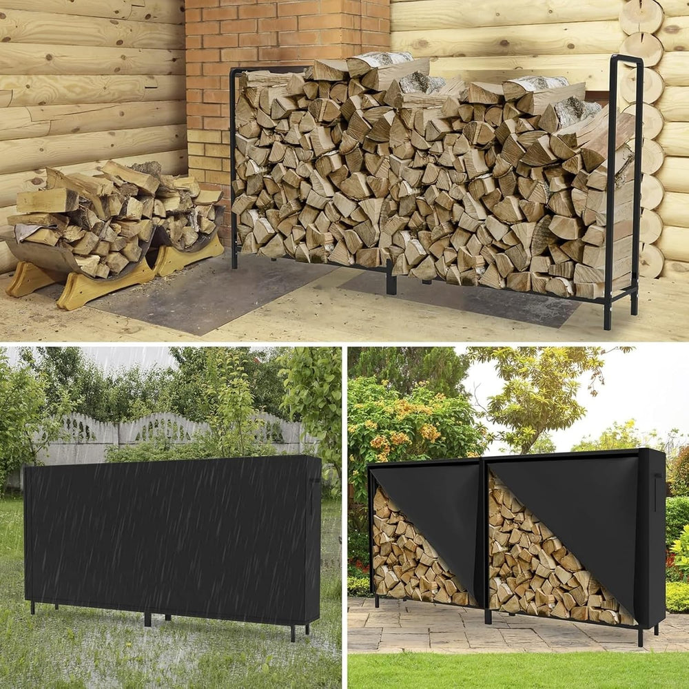 WALMANN 6 ft Firewood Rack with Cover, Heavy Duty Log Rack