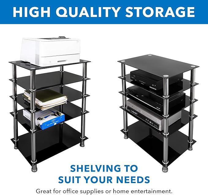 Mount-It! Tempered Glass AV Component Media Stand, Audio Tower and Media Center