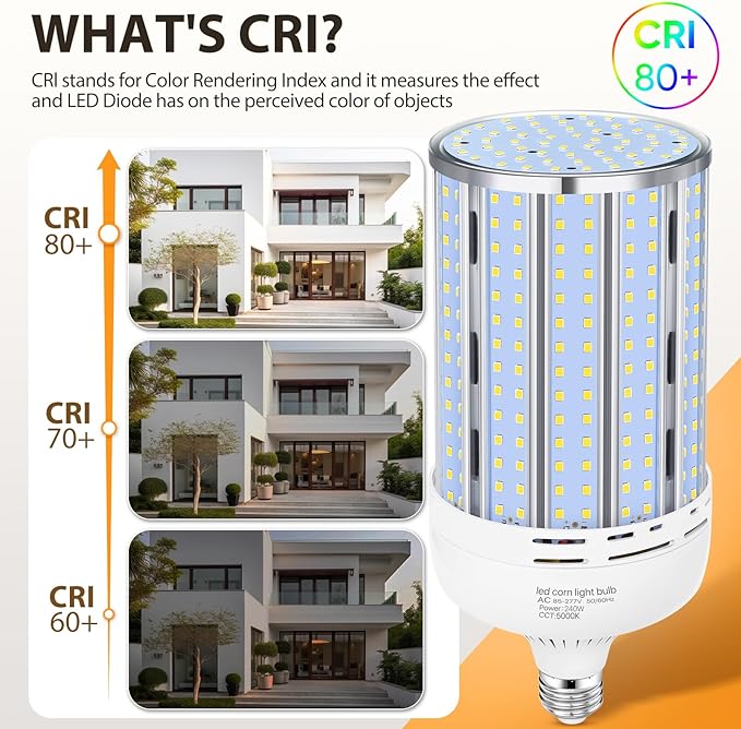 XYCN 2 Pack 240W Corn LED Light Bulb Fanless, 5000K Daylight E26/E39 Large