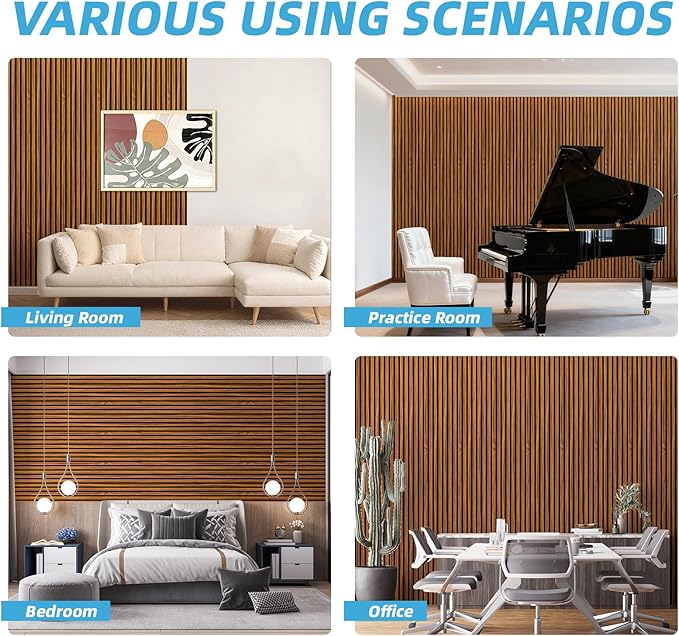 Art3d 4-Piece 94 x 12.6 Inch Acoustic Lightweight Slat Wall Panel