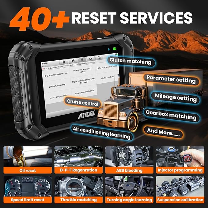 ANCEL V5 HD PRO Heavy Duty Truck Scanner, New Bi-Directional Control Diesel