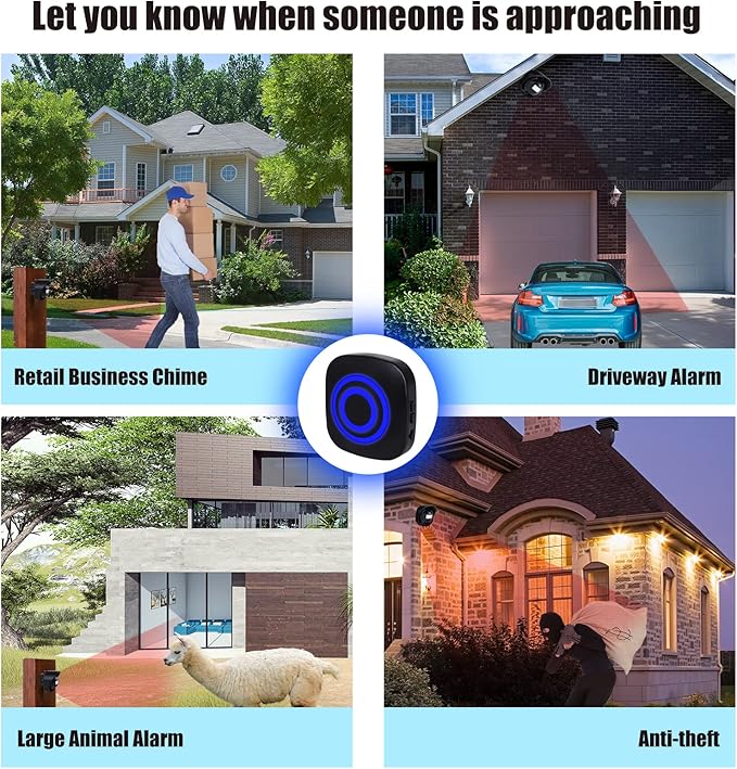 Shaogax 328ft Range Wireless Driveway Alarm Outside Weather Resistant Motion