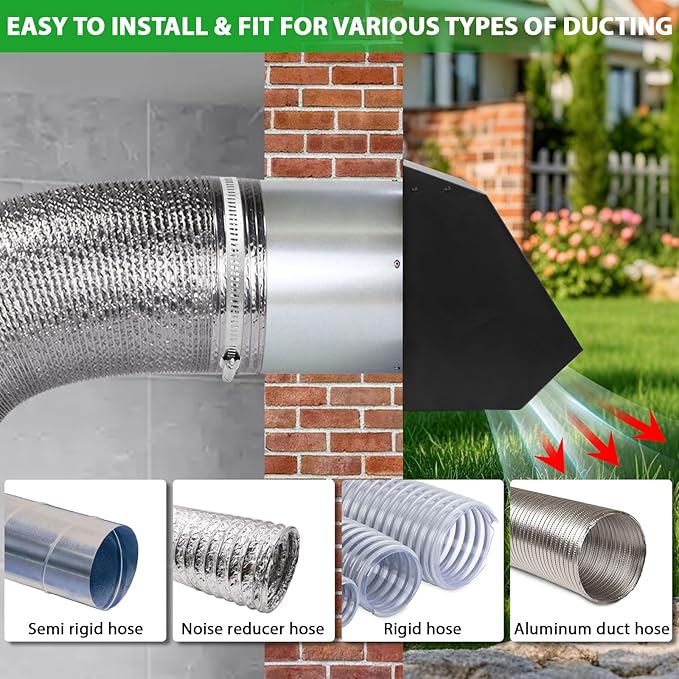 7Inch Wall Vent with Screen and Damper, Galvanized Steel Hooded Wall Vent Cover
