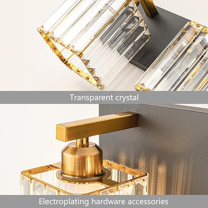 FDPBY Modern Bathroom Vanity Light 5-Lights Black Gold Crystal Bathroom Wall