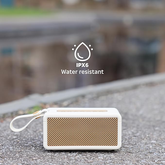 AT&T Essentials Retro 40W Bluetooth Speaker, IPX6 Waterproof, LED Light Modes