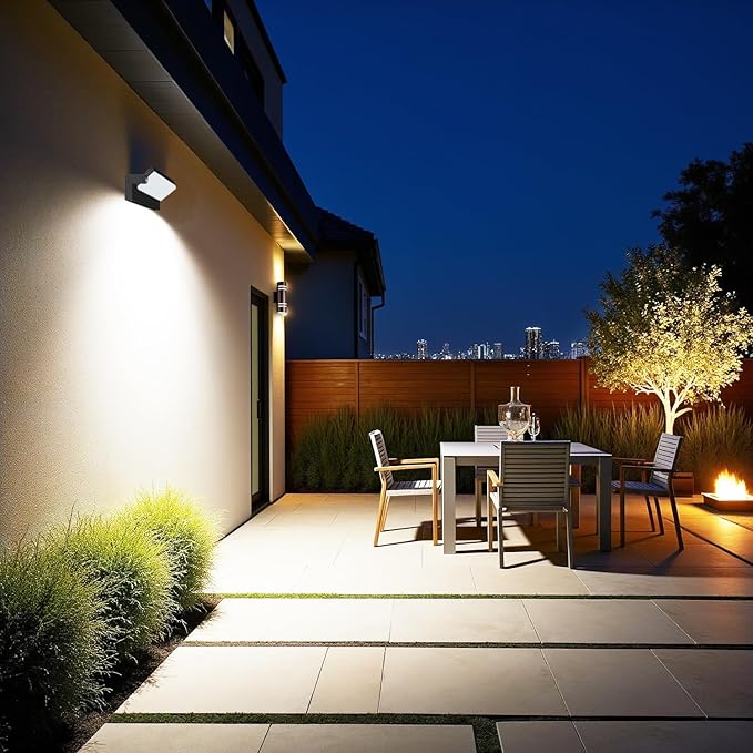 WISELUME 60W LED Outdoor Wall Light – 360° Rotatable, Motion Sensor & Color (2 Pack)