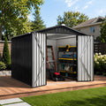 8x8 FT Outdoor Metal Storage Shed with Lockable Doors and Upgraded Frame,Garden Sheds with Sloped Roof for Backyard, Patio, Garage, Lawn, Dark Gray