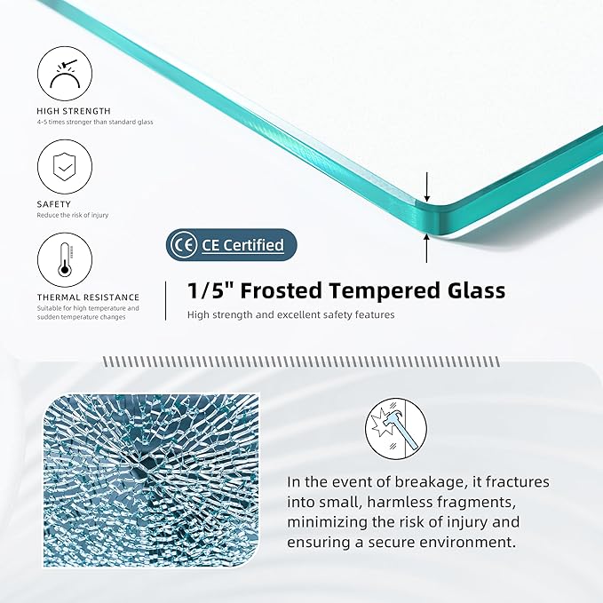 Goodyo 34"- 46" x 72" Glass Shower Door Clear Tempered Glass Panel Fixed Shower