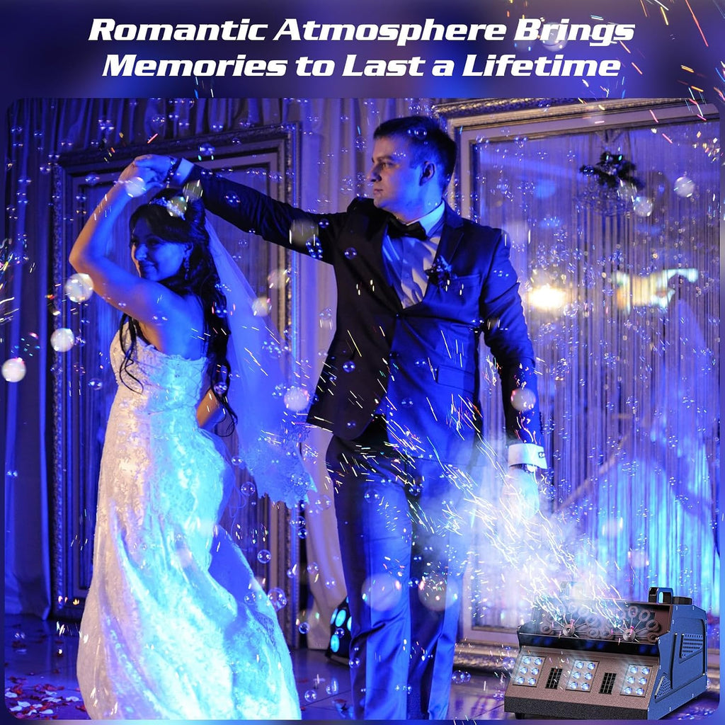 2000W Fog Machine, 3 in 1 Fog Bubble Machine with 2 Bubble Fans, 18 RGB LED Lights Smoke Bubble ALL IN ONE Fog Machine, Bubble Machine for Halloween Christmas Party Wedding Birthday