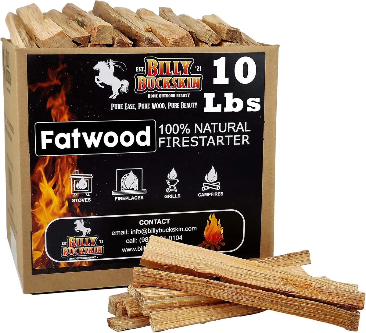 10lb Fatwood Fire Starter Sticks | 100% Natural Fire Starters