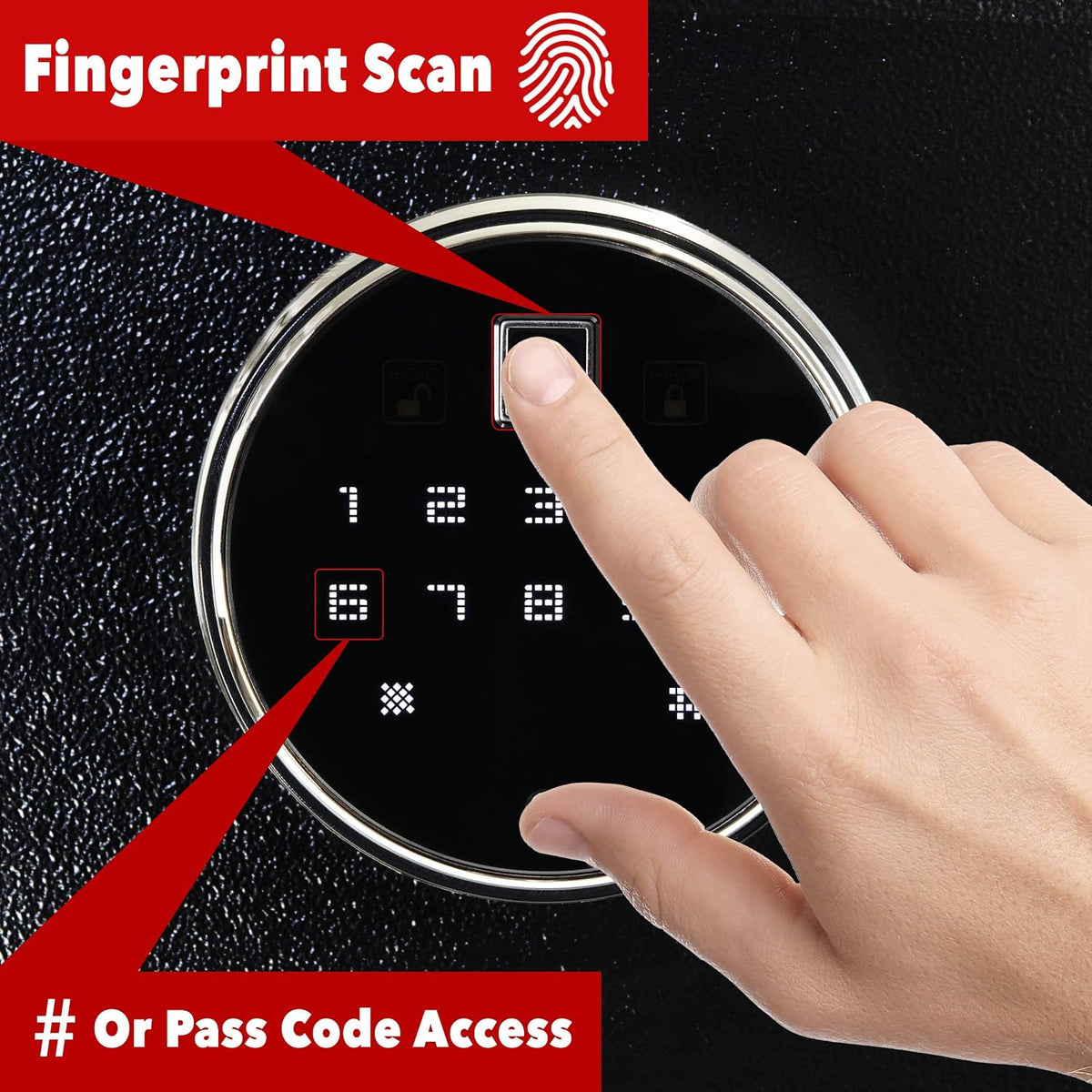 intact compact quick access biometric fingerprint gun safe, close-up detail