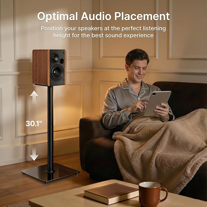 PEGZONE Speaker Stands Pair for Surround Sound, 55 LBS Capacity, 30.1 inch