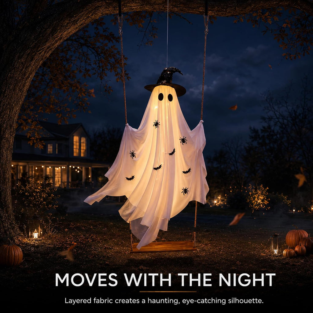 Halloween Decorations Outdoor,5.9ft Halloween Swinging Ghost Outdoor Decor