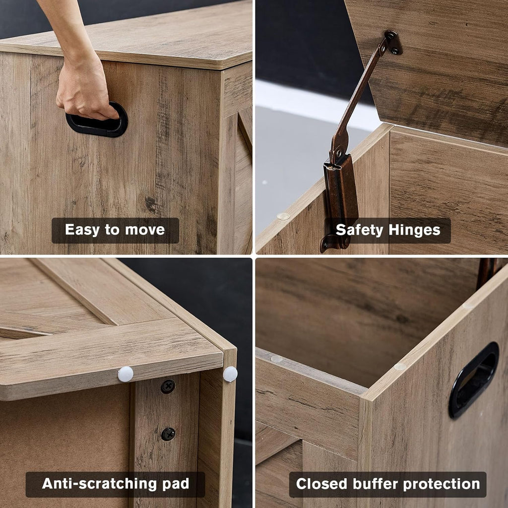 47.2” storage bench,extra large wooden storage chest with, side view