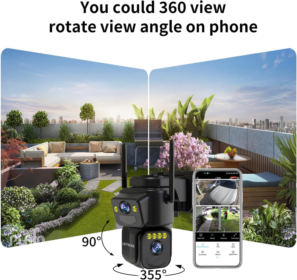 LETSCEE Security Cameras Outdoor WiFi,5G/2.4G Cameras for Home Security Solar...