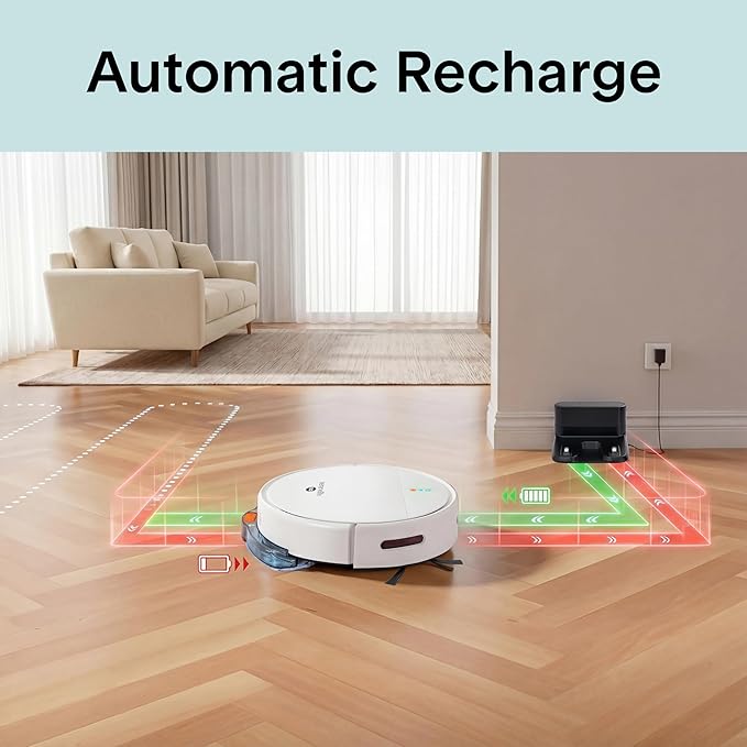 SereneLife Smart Robot Vacuum Cleaner and Mop Combo, App Control, 3 Cleaning