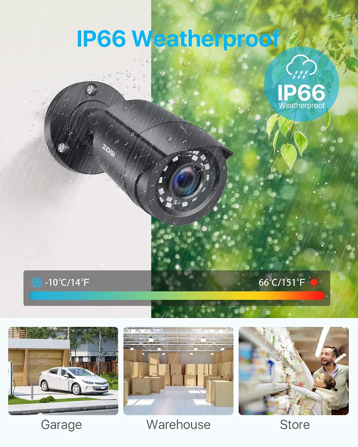 zosi 3k lite 8ch security camera system, 4x, package contents