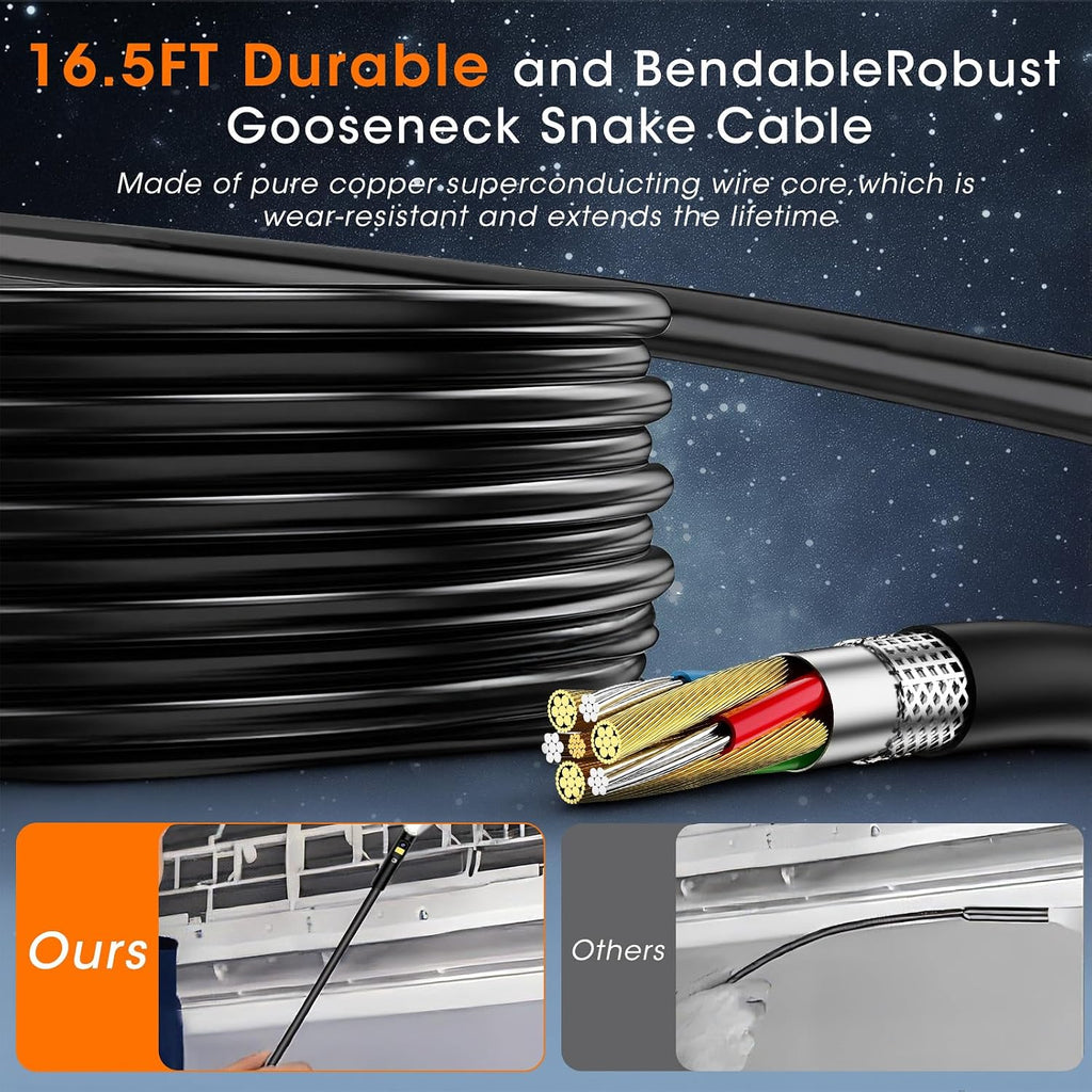 endoscope camera with light, inspection camera for sewer showing dimensions