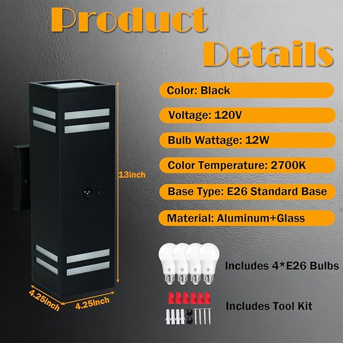 iYogaled Dusk to Dawn Motion Sensor Porch Light