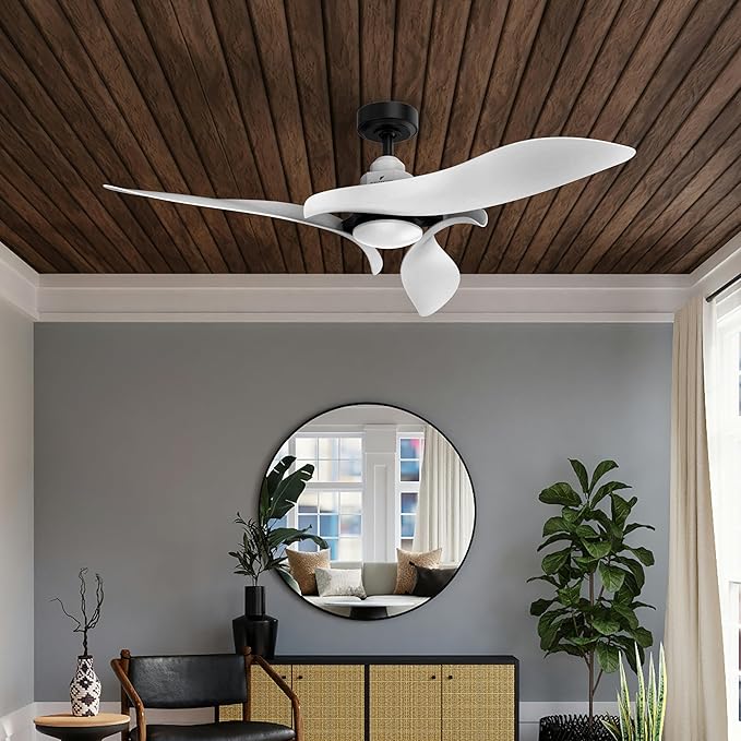 AEROFANTURE 54 Inch White Ceiling Fan, Quiet DC Motor