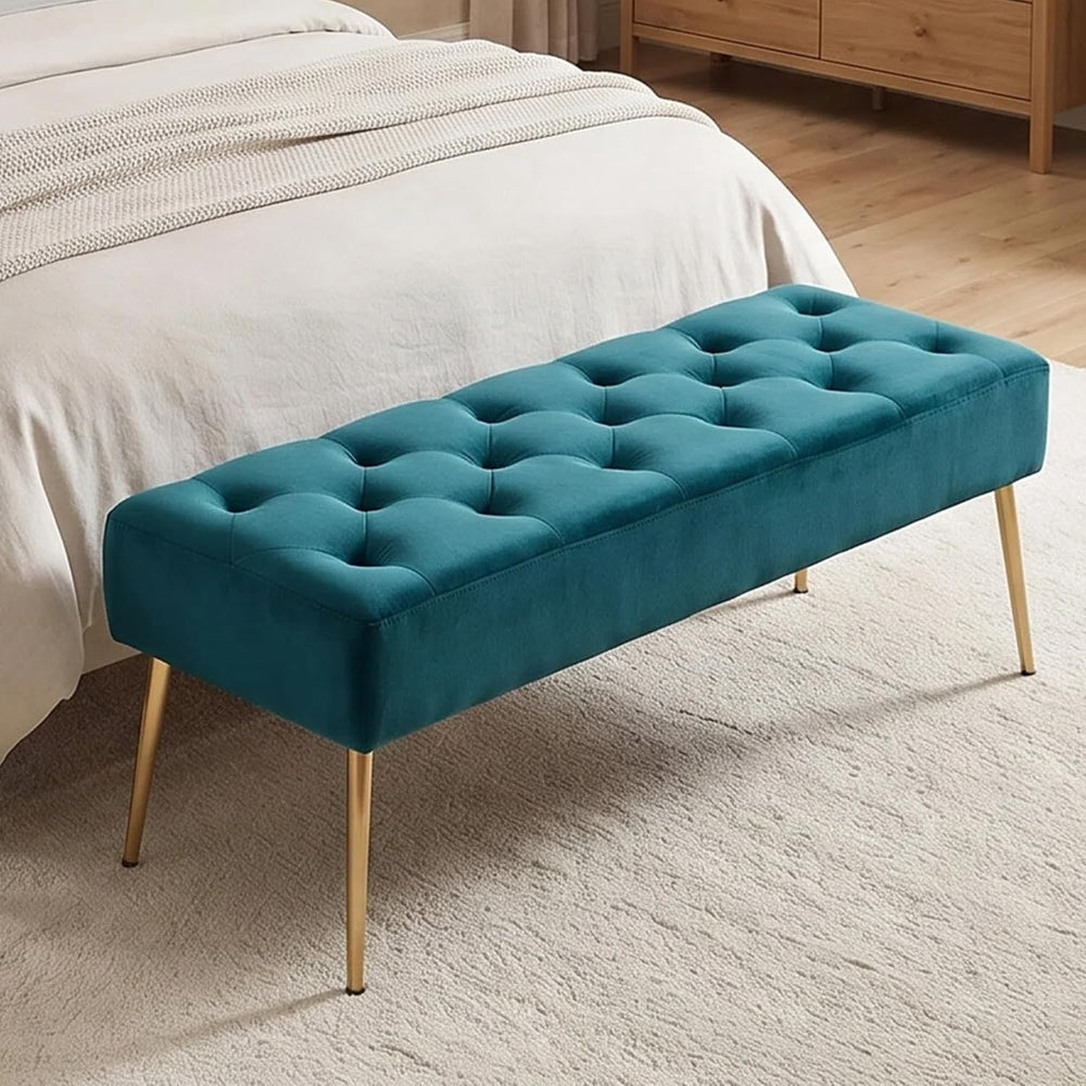 DUHOME Modern Velvet Bench Ottoman, Upholstered Bedroom Benches