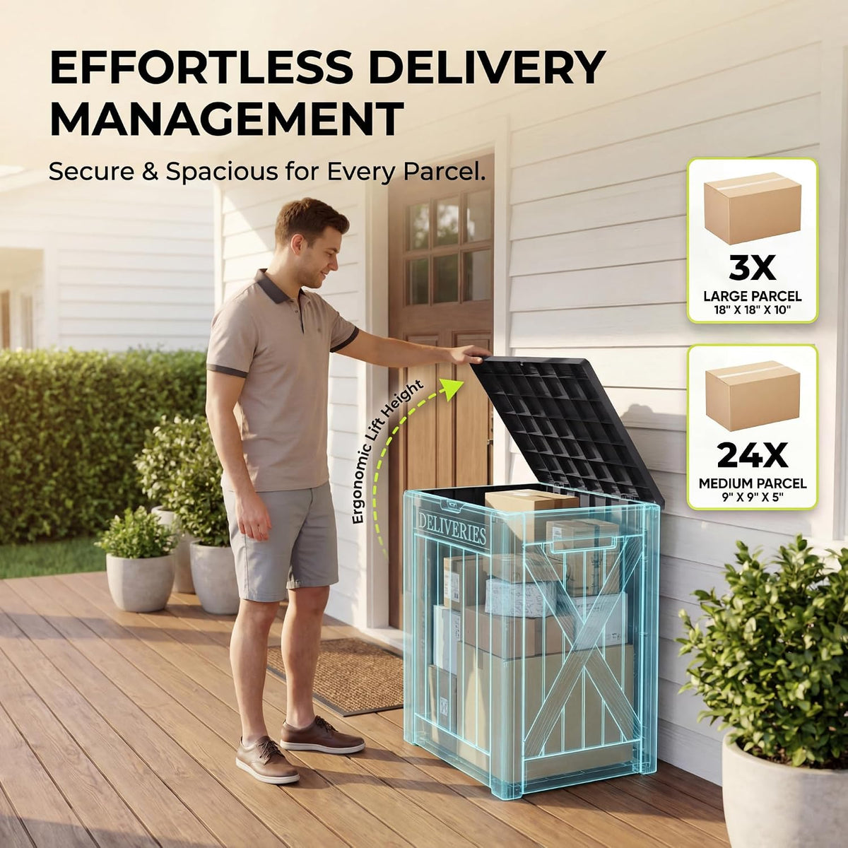 greesum 52 gallon extra large deck box with, side view